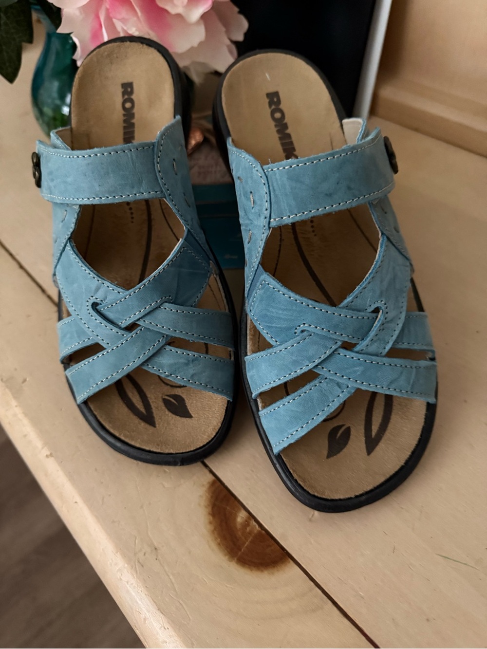 Romika Women's Aqua Blue Strappy Comfort Sandals